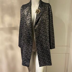 Elegant Black and Gold Silver Women's Blazer L